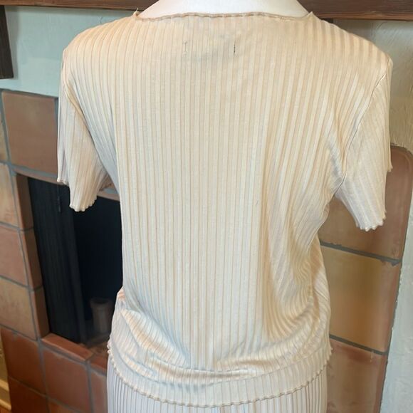 ALFANI INTIMATES RIBBED CROPPED PAJAMA PANTS SET, Cream, size M - Picture 7 of 12